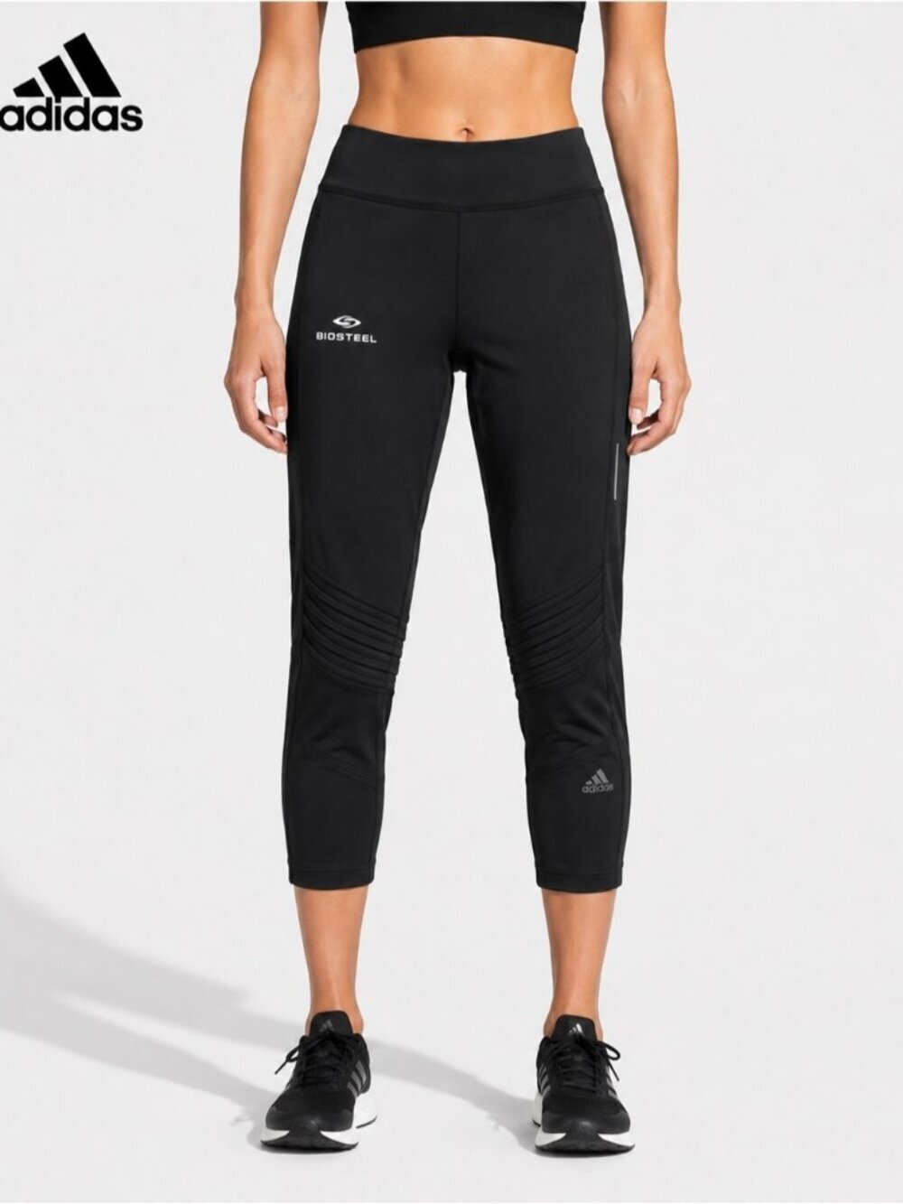 Adidas ClimaCool Running  XL Black Cropped Athletic Training Pants BioSteel